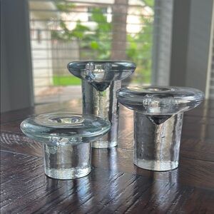 Pottery Barn Glass Candle Holders - Set of 3